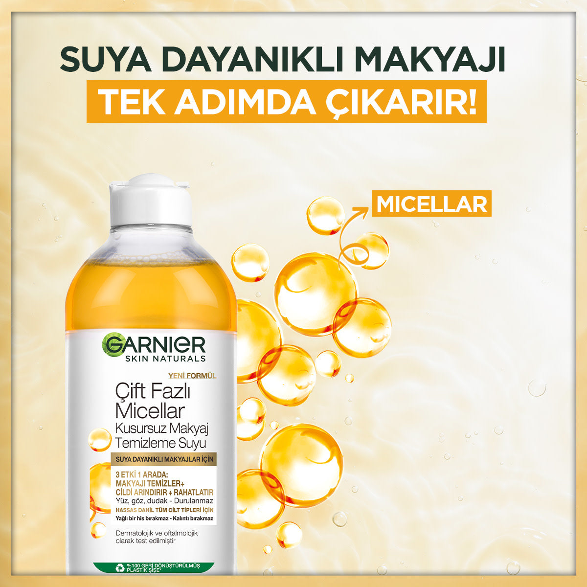 Garnier Double Phase Micellar Makeup Remover 400ml - Waterproof Formula | Gentle Cleansing - Image 4